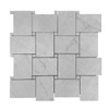 Carrara White Italian Marble Large Basketweave Mosaic Tile with Carrara White Dots Polished
