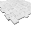 Carrara White Italian Marble Basketweave Honed Mosaic Tile with Carrara Dots