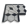2" Hexagon Border Corner White Carrara Marble Mosaic with Black Diamond Honed