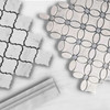 White Carrara May Flower Mosaic Tile with Bardiglio Gray Penny Polished
