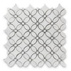 White Carrara Marble May Flower Mosaic Tile with White Carrara Penny Honed