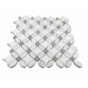 Polished Dolomite Carrara Marble May Flower Mosaic Tile with Bardiglio Gray Penny
