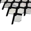 Honed Carrara Marble Rope Design with Black Strips Mosaic Tile