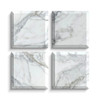 Calacatta Gold Italian Marble 4x4 Subway Tile Wide Beveled Honed