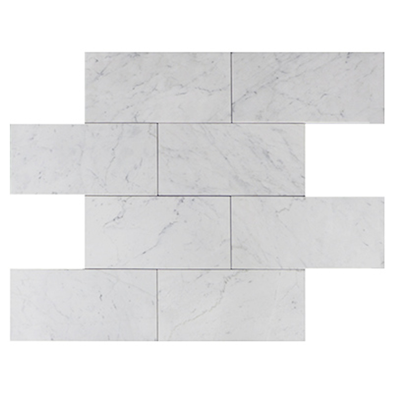 Italian White Carrera Marble Bianco Carrara 6x12 Marble Subway Tile Honed