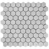 Carrara White Italian Marble 1" Hexagon Mosaic Tile Polished Sample