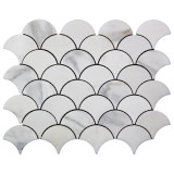 Calacatta Gold Italian Marble Fish Scale Fan Shaped Sea Shell Mosaic Tile Polished