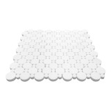 Bianco Dolomite Honed Marble Penny Circles Mosaic Tile with Bianco Dolomite Circles Sample