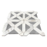 Calacatta Gold Italian Polished Marble Geometrica Mosaic Tile with Bardiglio Gray Triangles