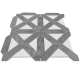 Bardiglio Gray Honed Marble Geometrica Mosaic Tile with Bianco Dolomite Triangles