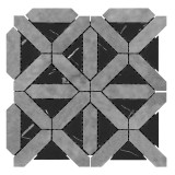 Bardiglio Gray Marble with Nero Marquina Black Triangles Geometrica Mosaic Tile Polished Sample
