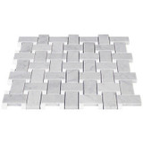 Carrara White Italian Honed Marble Basketweave Mosaic Tile with Bianco Dolomite Dots