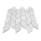 Orchid Leaf Mosaic Tile Polished Carrara White Italian Marble