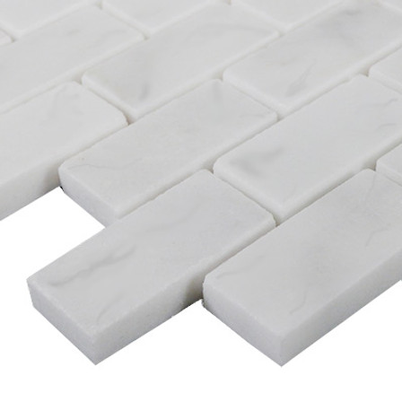 Italian White Carrera Marble Bianco Carrara 1x2 Mosaic Tile Polished