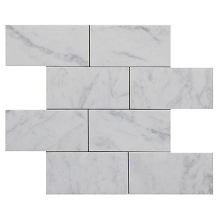 Italian White Carrera Marble Bianco Carrara 3x6 Marble Subway Tile Honed