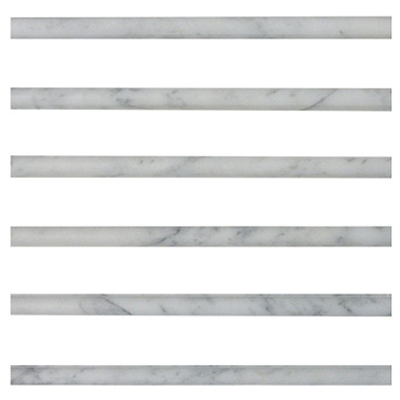 Italian White Carrera Marble Bianco Carrara Bullnose Pencil Molding Honed