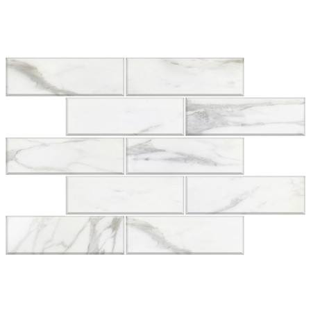 Calacatta Gold Italian Marble 4x12 Wide Bevel Subway Tile Polished