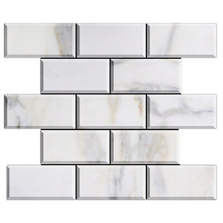 Calacatta Gold Italian Marble 3x6 Subway Tile Beveled Polished