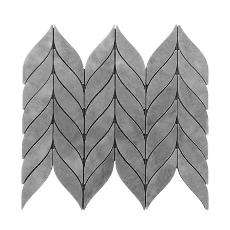 Bardiglio Gray Marble Leaf Shape Mosaic Tile Honed Sample
