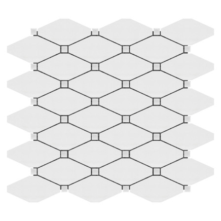 Bianco Dolomite Marble Long Octagon Rhomboid Mosaic Tile Polished