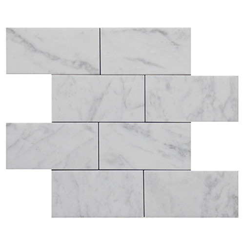 Italian White Carrera Marble Bianco Carrara 3x6 Marble Subway Tile Polished