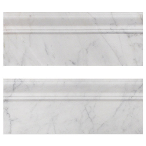 Italian White Carrera Marble Bianco Carrara  Baseboard Molding Polished