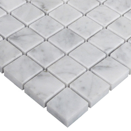 Italian White Carrera Marble Bianco Carrara 1x1 Mosaic Tile Polished