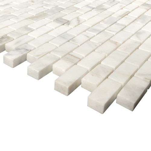Calacatta Gold Marble Mini Brick Honed Mosaic Tile Sample