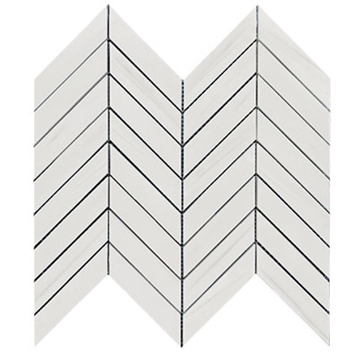 Bianco Dolomiti 1x4 Chevron Mosaic Tile Polished