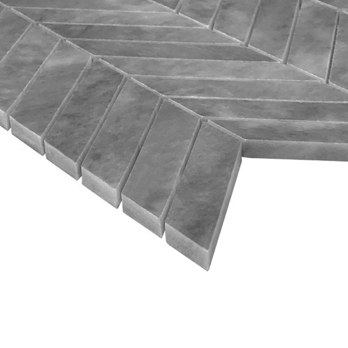 Bardiglio Gray Marble 1" x 4" Chevron Honed Mosaic Tile Sample