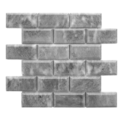Bardiglio Gray Marble 2x4 Wide Bevel Mosaic Tile Polished