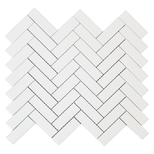 Dolomiti White Marble Italian Bianco Dolomite 1x3 Herringbone Mosaic Tile Honed