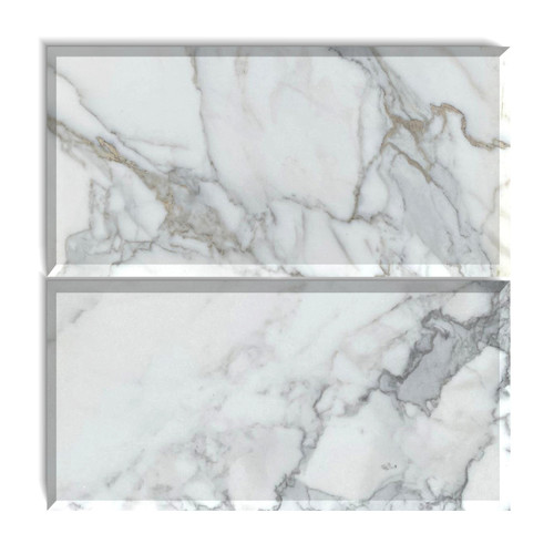 Calacatta Gold Italian Marble 6x12 Wide Bevel Subway Tile Polished