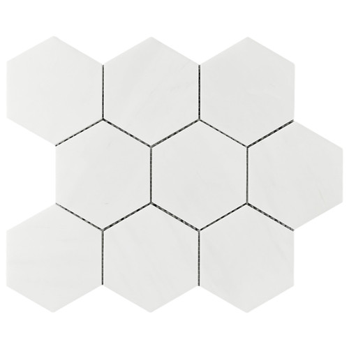 Bianco Dolomite Marble 4" Hexagon Mosaic Tile Polished