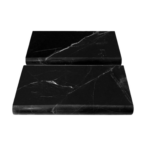 Nero Marquina Black Honed Marble 3" x 6" Bullnose Trim Tile Sample