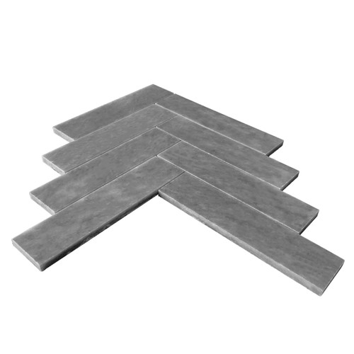 Bardiglio Gray Honed Marble 2" x 8" Herringbone Mosaic Tile