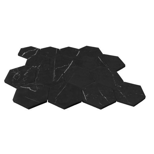 Nero Marquina Black Honed Marble 3" Hexagon Mosaic Tile