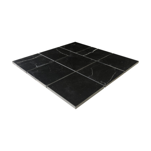 Nero Marquina Black Marble Tile 4x4 Honed Sample