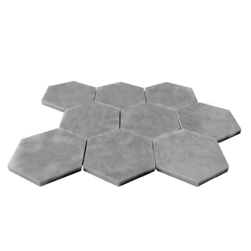 Bardiglio Gray Honed Marble 4" Hexagon Mosaic Tile