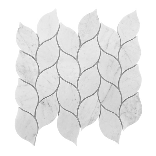 Carrara White Italian Marble Blanco Orchid Leaf Mosaic Tile Honed