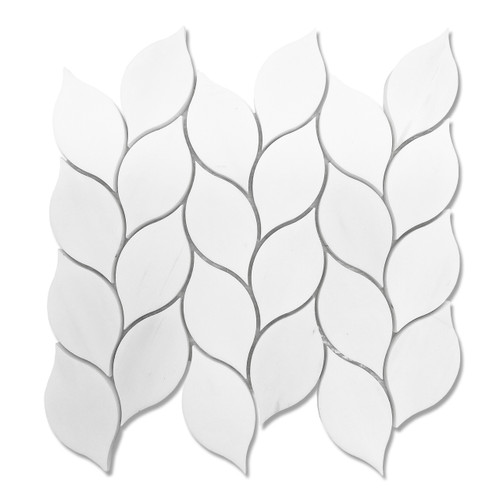 Bianco Dolomite Marble Blanco Orchid Leaf Mosaic Tile Honed