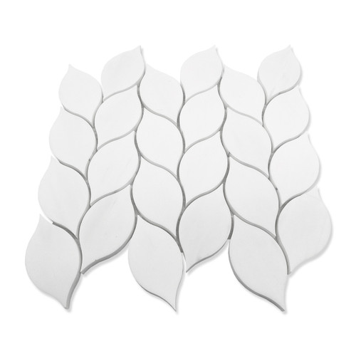 Blanco Orchid Leaf Mosaic Tile Polished Bianco Dolomite Marble