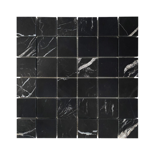 Nero Marquina Black Marble 2x2 Mosaic Tile Honed