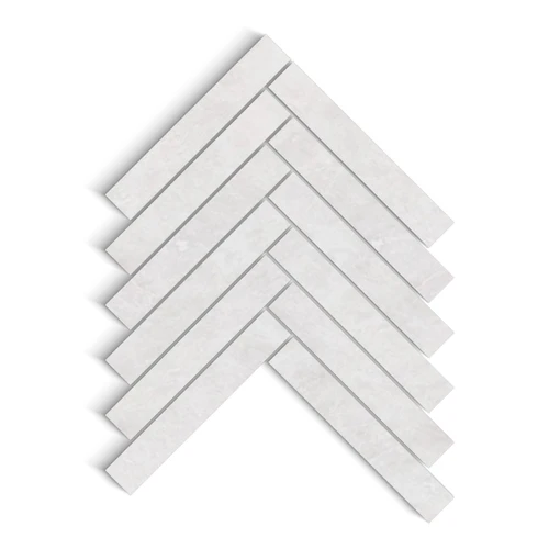 Iceberg Marble 1x6 Herringbone Mosaic Tile Honed
