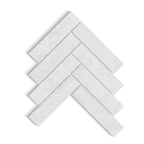Iceberg Marble 2" x 8" Herringbone Mosaic Tile Honed