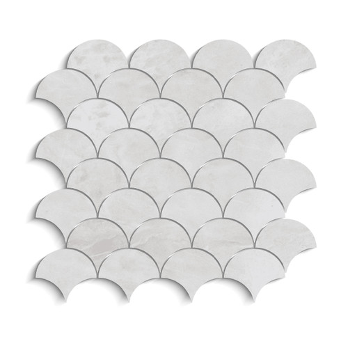Iceberg Marble Fish Scale Fan Shaped Sea Shell Mosaic Tile Honed