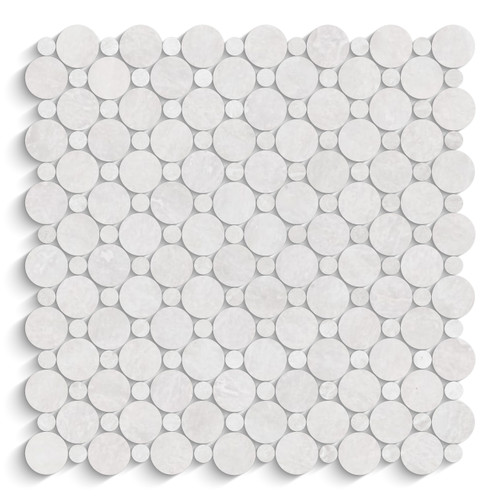 Iceberg Marble Penny Circles Mosaic Tile with Iceberg Circles Honed