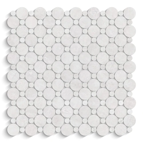 Iceberg Marble Penny Circles Mosaic Tile with Iceberg Circles Polished