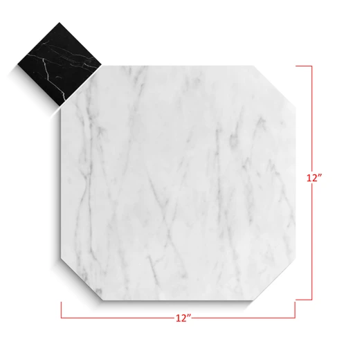 Italian White Carrera Marble Bianco Carrara 12" Octagon Mosaic Tile Polished