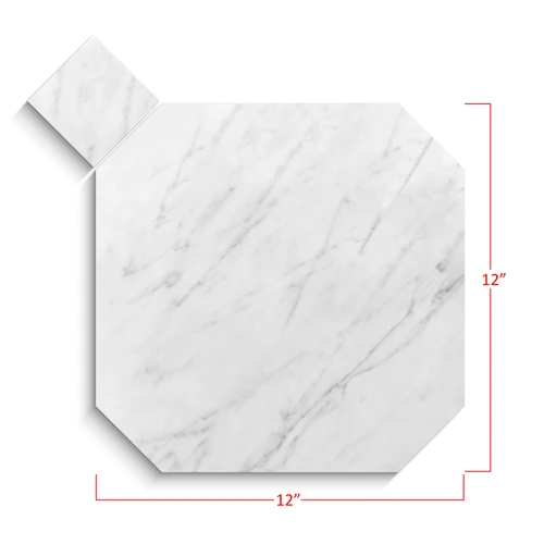 Carrara White Italian Marble 12" Octagon Mosaic Tile Honed